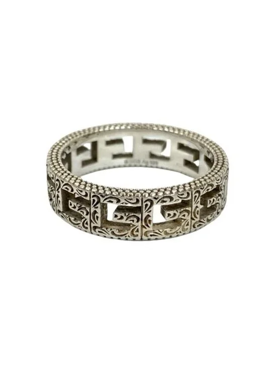 Gucci Square G Arabesque Silver 925 Ring Accessory No 17 32062 - Picture 5 of 6